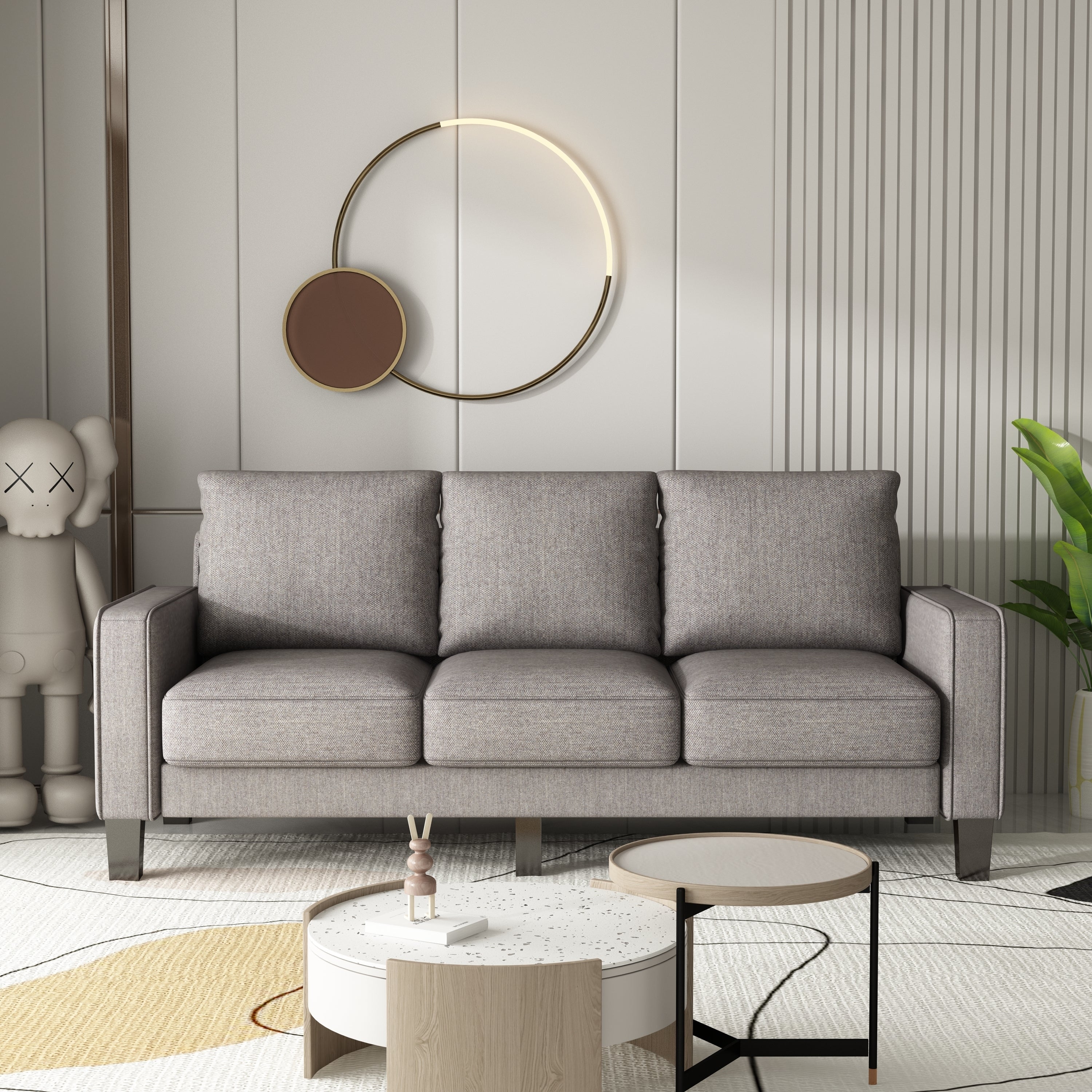 Amari 75" Gray Linen Sofa
