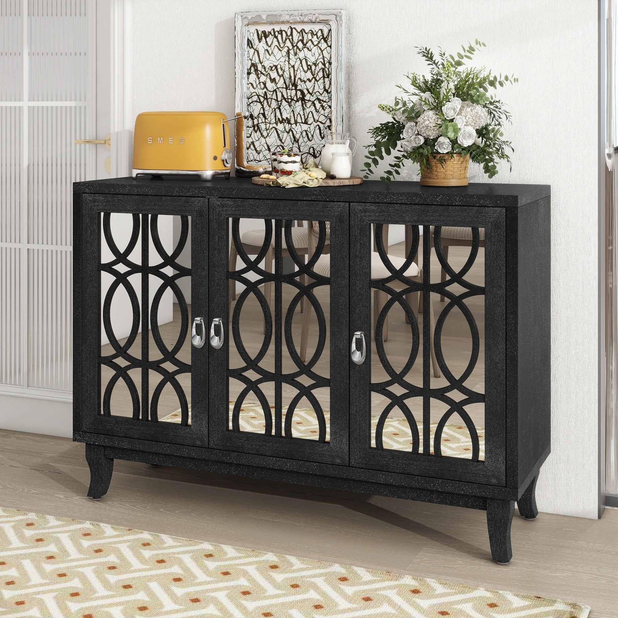 Console table sideboard with mirrored doors