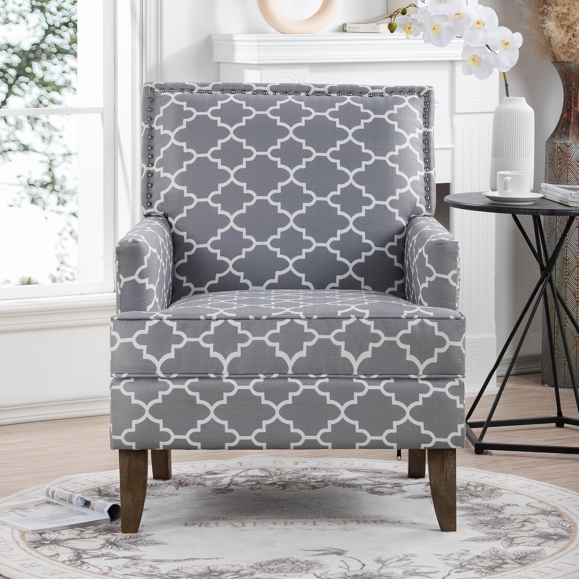 Kasen Gray Fabric Accent Chair