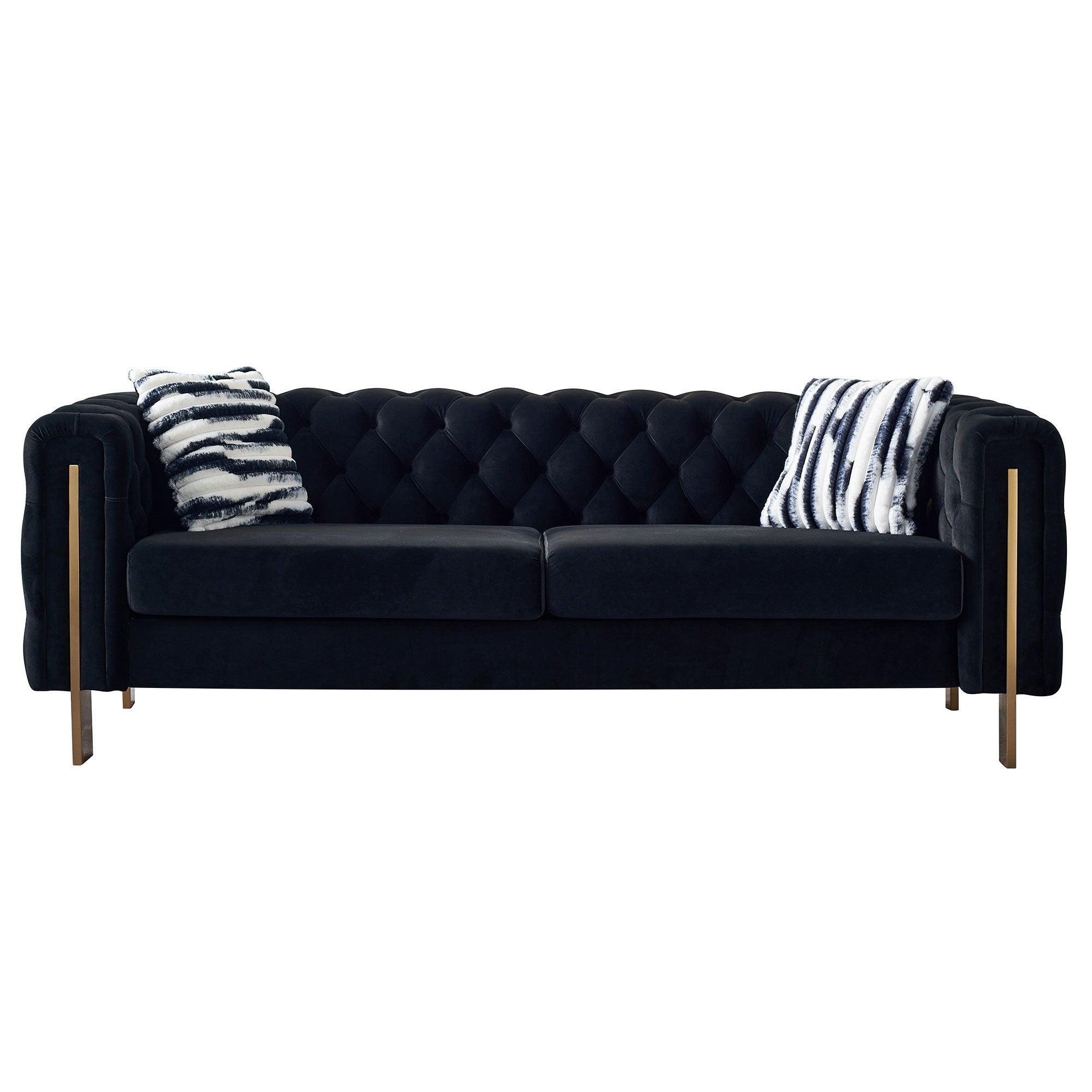 84" Giodani Modern Black Velvet Sofa